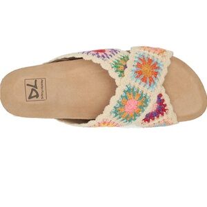 Dirty laundry Cream Crochet Slide Sandal with Multicolor Accents